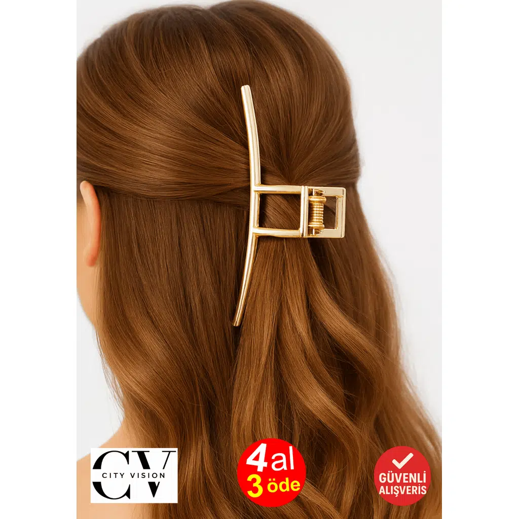Altın Renk Yay Model Metal Mandal Saç Tokası 11 cm – Şık ve Dayanıklı Tasarım