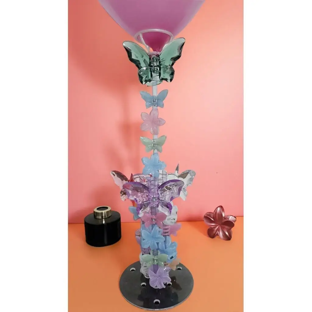 Balon Standında 20 Adet Renkli Kelebek Ve Lotus Saç Tokaları