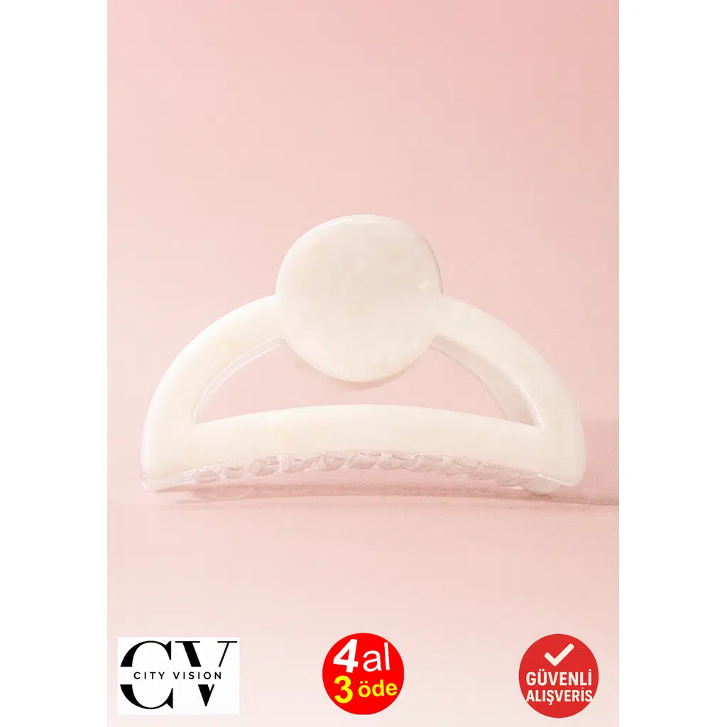 Beyaz Parıltılı Oval Model Asetat Mandal Saç Tokası 9 cm – Şık ve Dayanıklı 