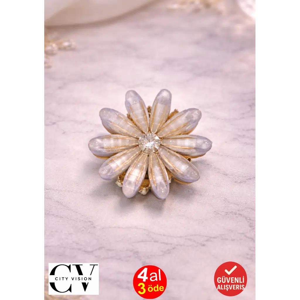 Çiçek Model Kristal Detaylı Mini Saç Tokası – Şık ve Zarif Mandal Toka 2,5 cm