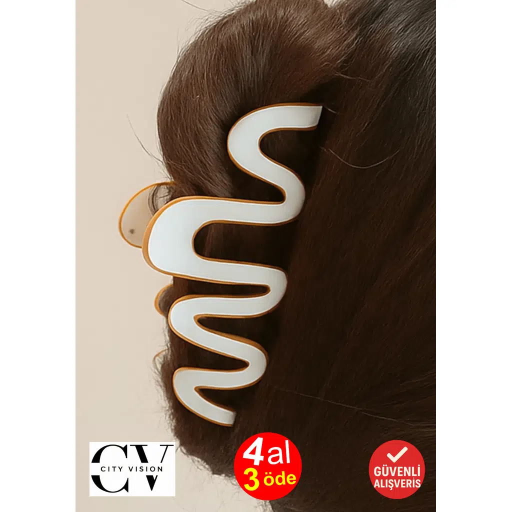 Dalgalı Metal Mandal Toka 11 cm Beyaz Renk - Şık ve Dayanıklı