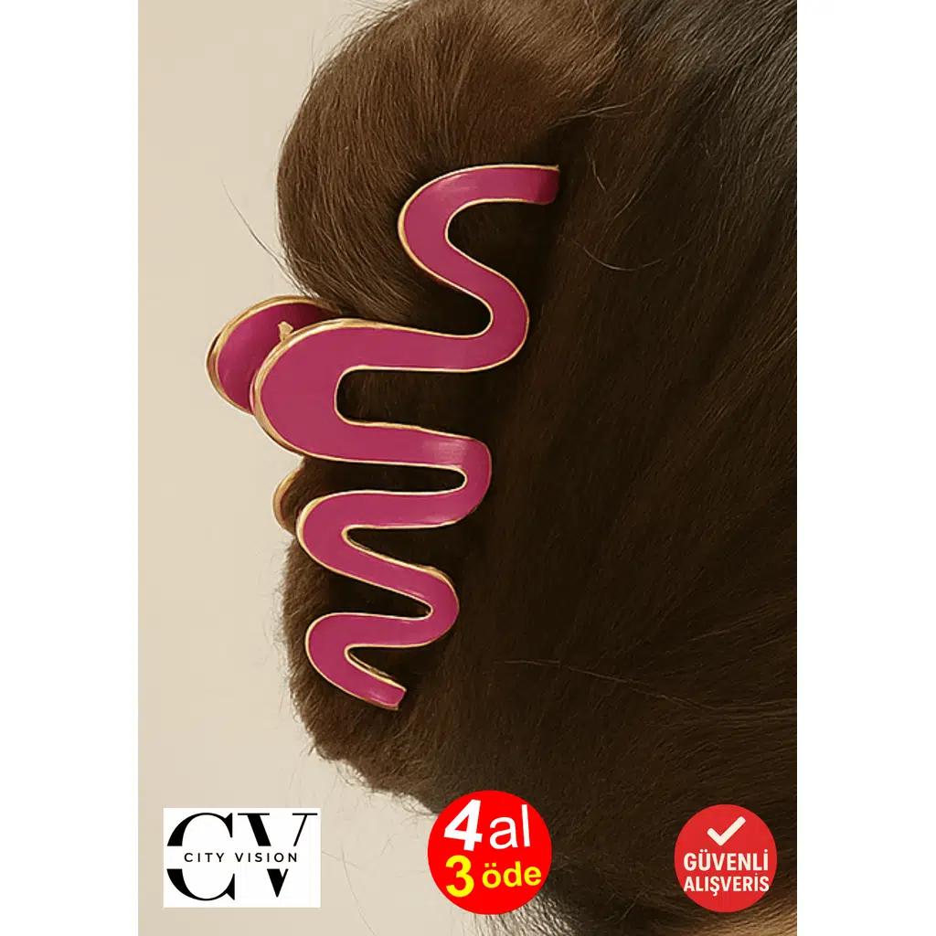 Dalgalı Metal Mandal Toka 11 cm Fuşya Renk - Şık ve Dayanıklı