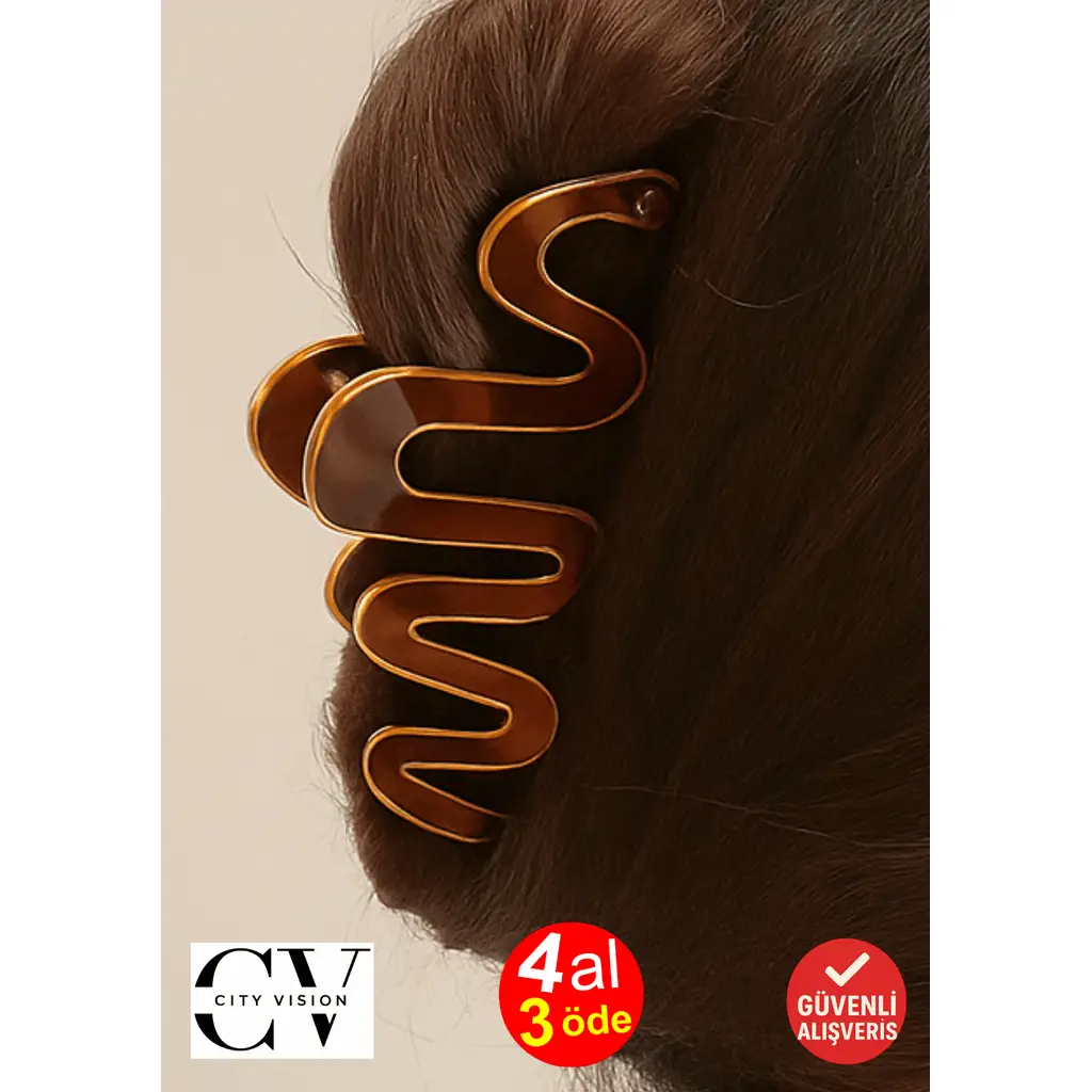 Dalgalı Metal Mandal Toka 11 cm Kahverengi Renk - Şık ve Dayanıklı