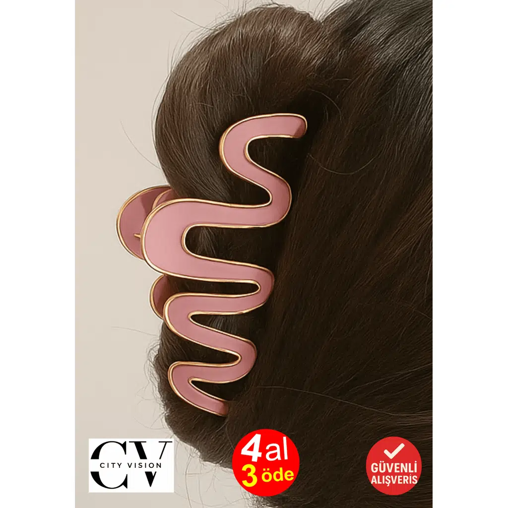 Dalgalı Metal Mandal Toka 11 cm Pembe Renk - Şık ve Dayanıklı