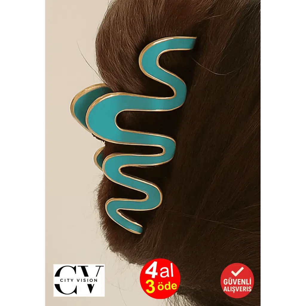 Dalgalı Metal Mandal Toka 11 cm Turkuaz Renk - Şık ve Dayanıklı