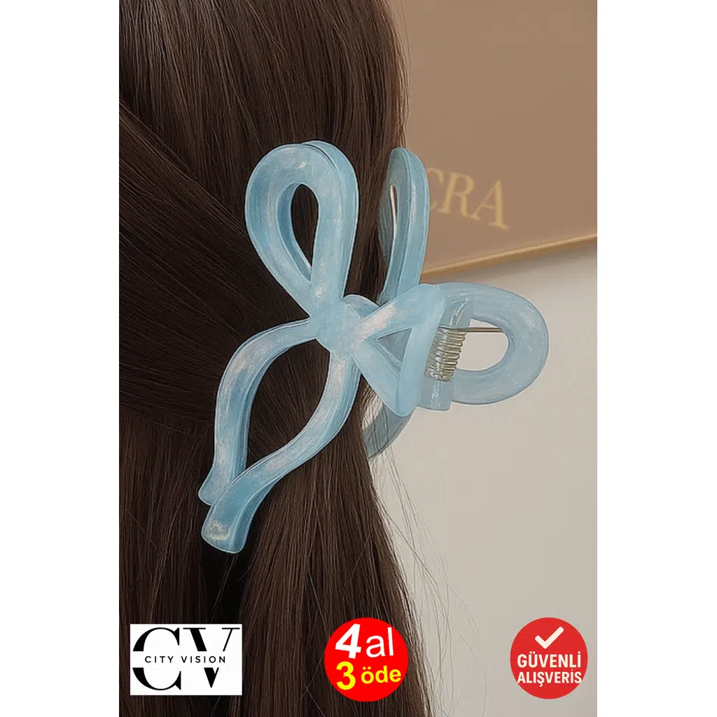 Fiyonk Model Buz Mavisi Renk 11 cm Asetat Mandal Toka