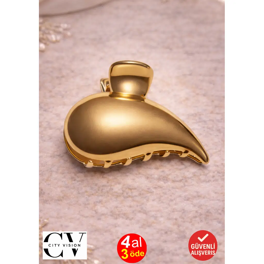 Gold Damla Model Metal Saç Tokası – Modern ve Şık Mandal Toka 6 cm