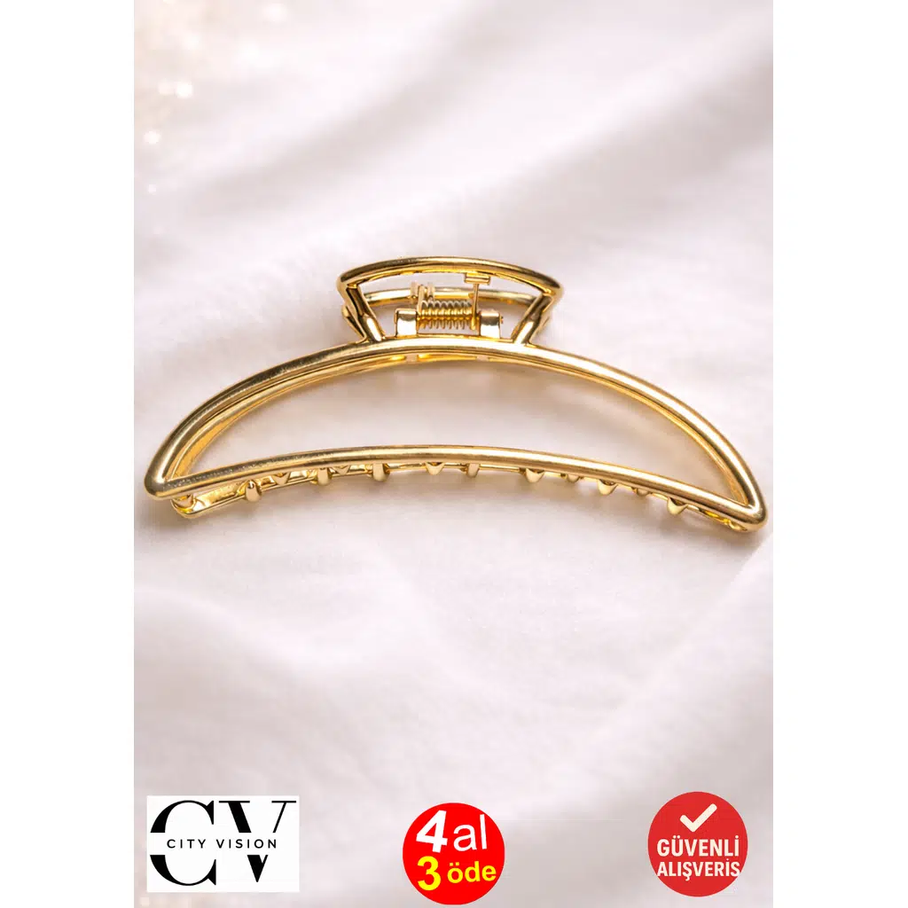 Gold Metal Saç Tokası – Minimal ve Şık Mandal Toka 8 cm 