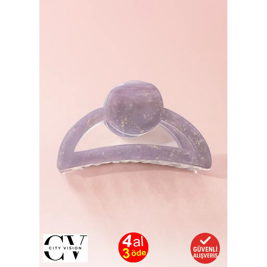 Gri Parıltılı Oval Model Asetat Mandal Saç Tokası 9 cm – Şık ve Dayanıklı 