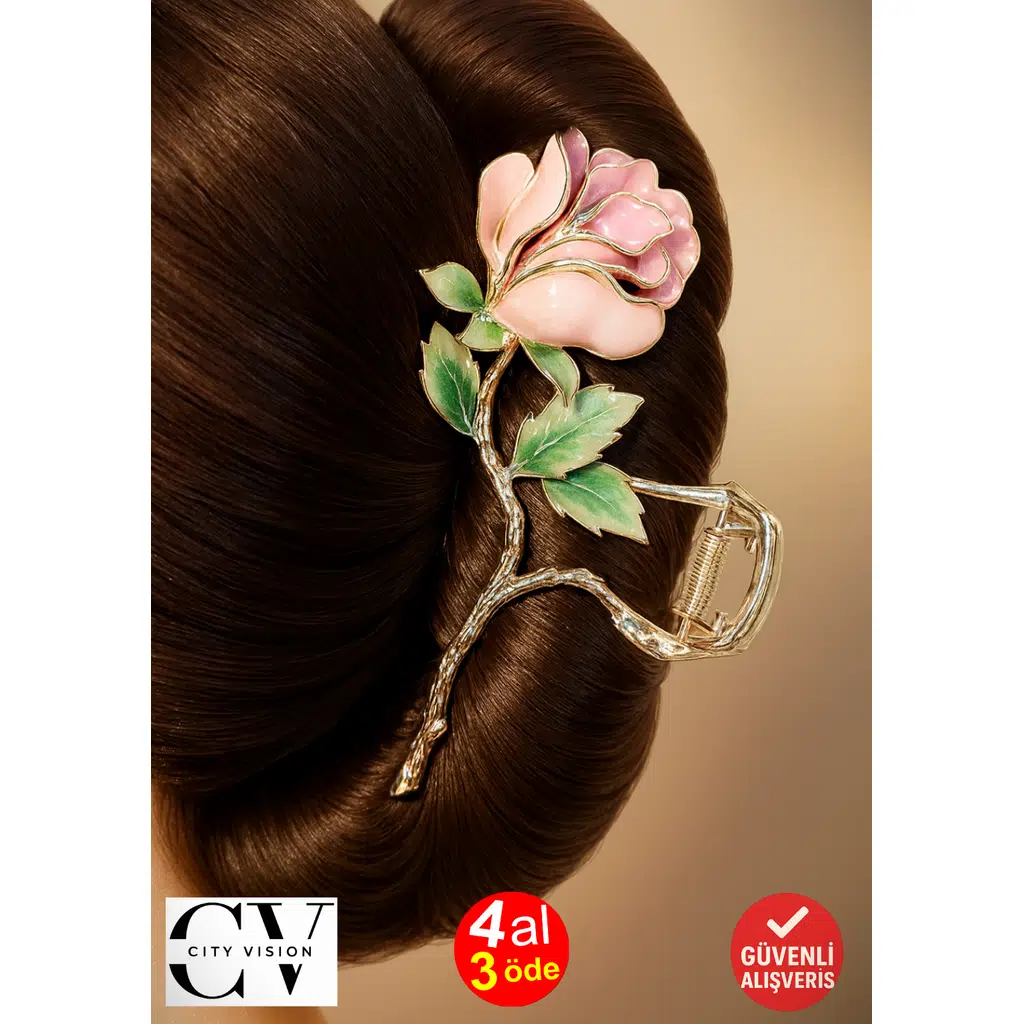 Gül Figürlü Metal Mandal Saç Tokası 11 cm – Şık ve Dayanıklı