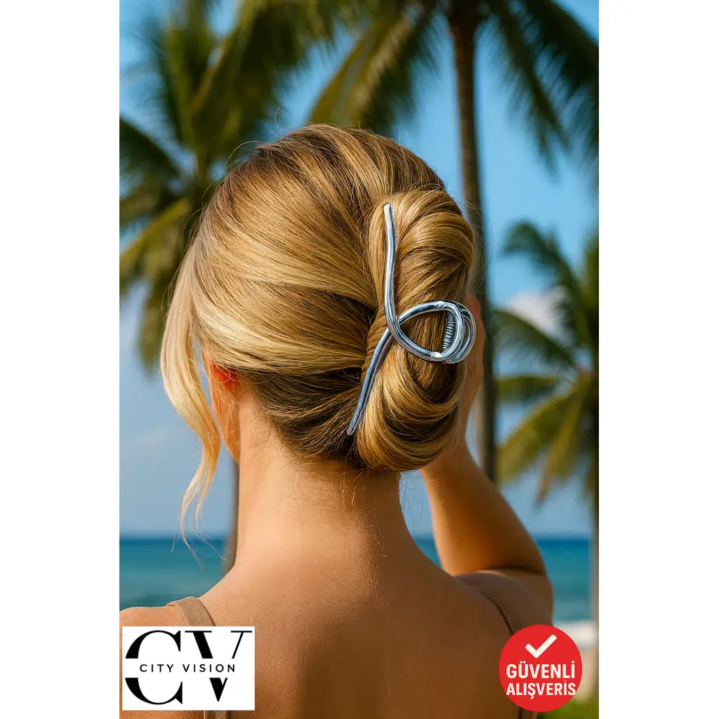 Gümüş Renk 11 cm Büyük Boy Metal Mandal Saç Tokası – Güçlü ve Şık