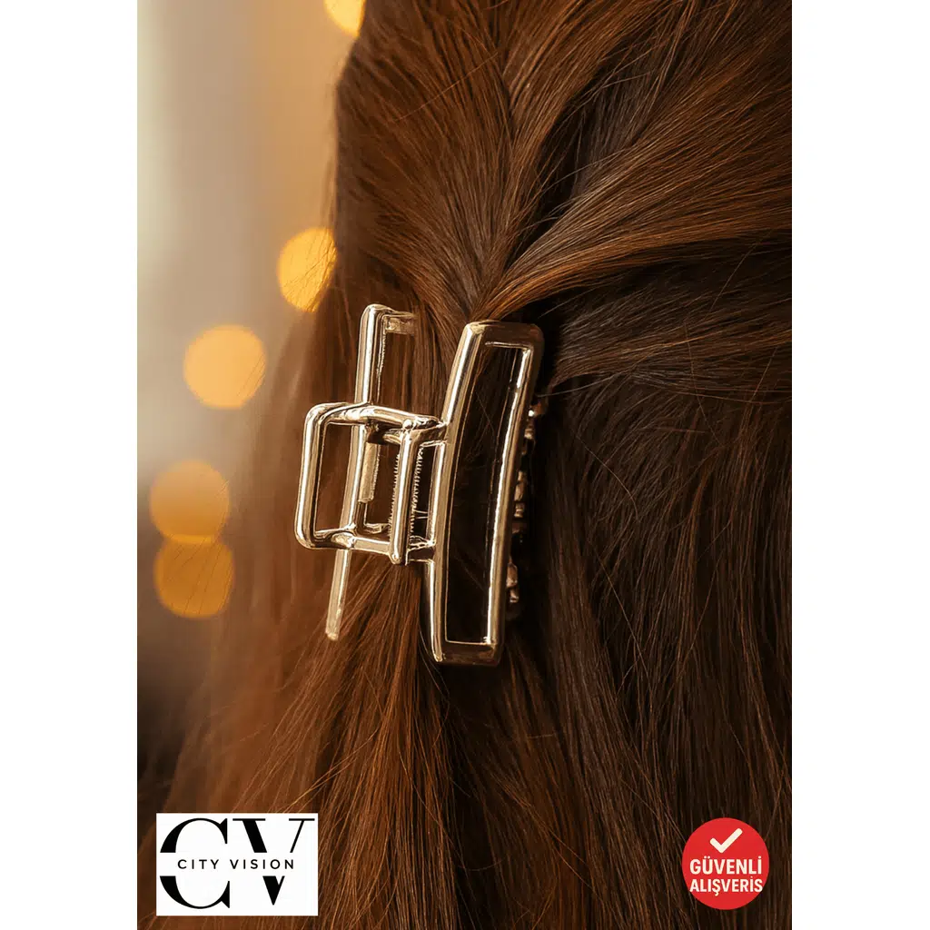 Gümüş Renk Dikdörtgen Metal Mandal Saç Tokası 4,5 cm Küçük Boy– Şık ve Dayanıklı Toka