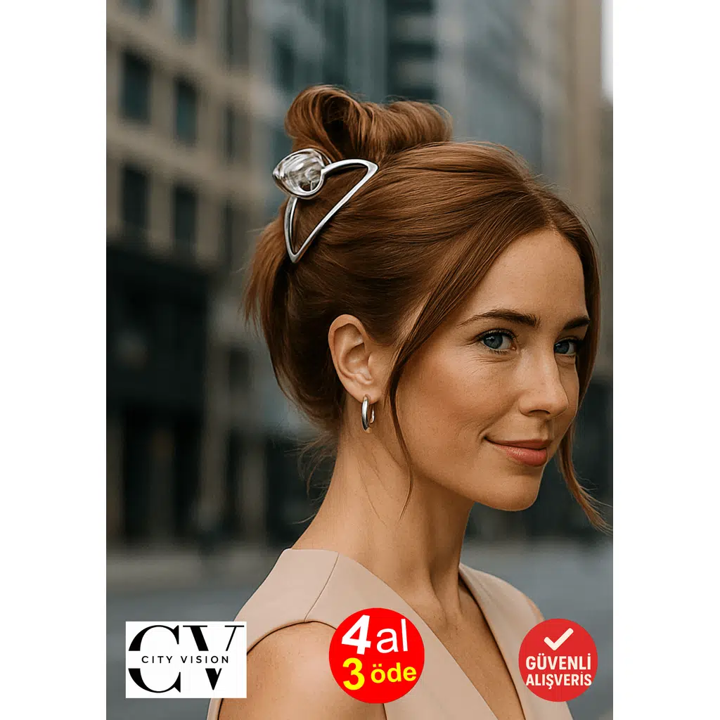 Gümüş Renk Oval Metal Mandal Saç Tokası 10 cm – Şık ve Dayanıklı 