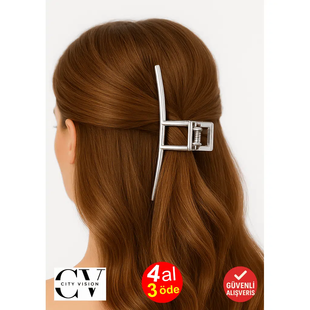 Gümüş Renk Yay Model Metal Mandal Saç Tokası 11 cm – Şık ve Dayanıklı Tasarım