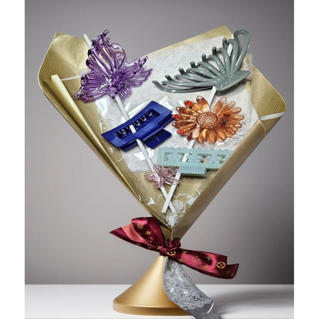 Hediyelik Saç Tokası Buketi - 6 Adet Orta ve Büyük Boy - Premium Ürün