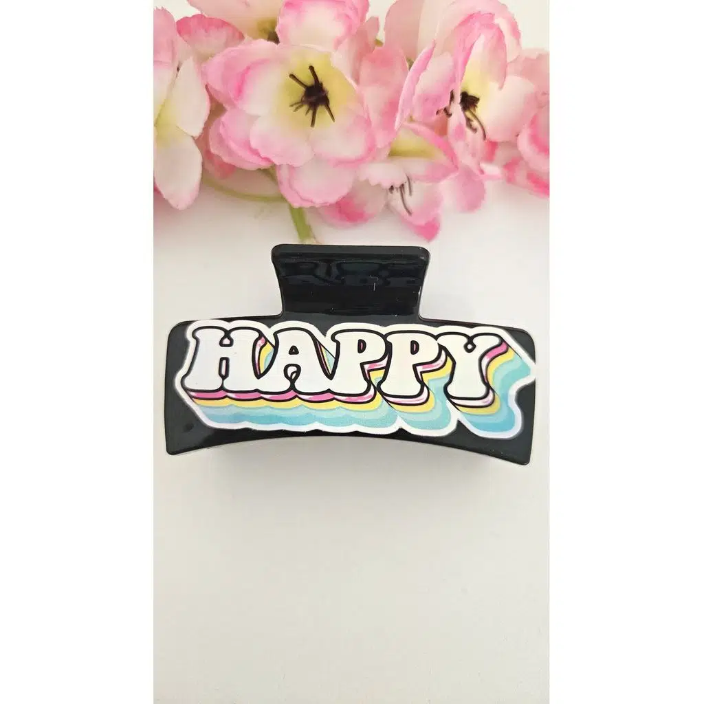 HOLOGRAFİK METALİK HAPPY MANDAL TOKA 8 CM