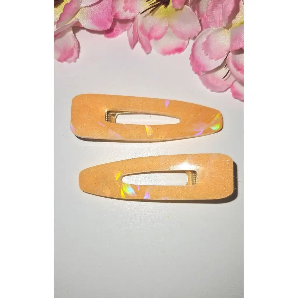 Hologramlı Turuncu Yan Toka 2 adet 7 cm