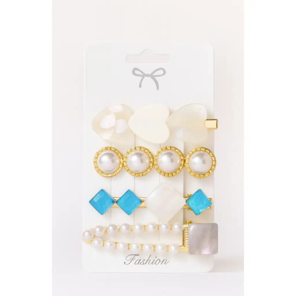 İnci ve Kalp Detaylı 6 cm 4’lü Şık Saç Tokası Seti – Zarif ve Modern Tasarım