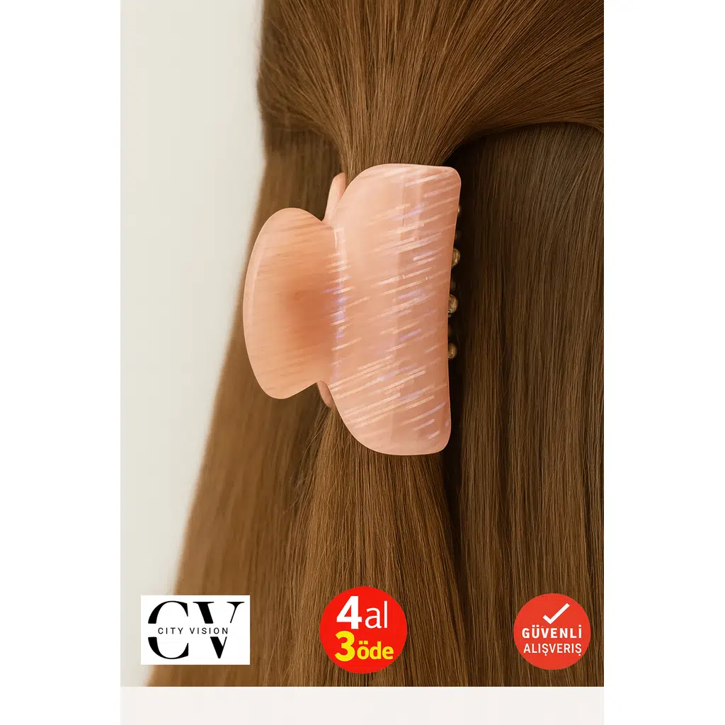 Işıltılı Pudra Mandal Saç Tokası 4 cm - Şık ve Dayanıklı