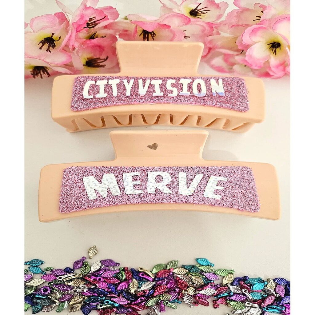 İsminize Özel 1 Adet Lüks Mandal Toka 11 Cm Bej Renk - Istediğin Kelimeyi Yazdır Max 9 Harf