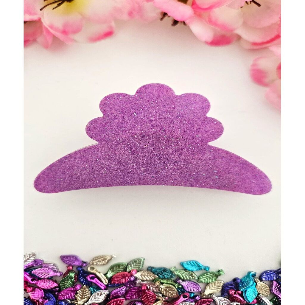Karanlıkta Parlayan Çiçek Model Saç Tokası Mor Renk 7 cm