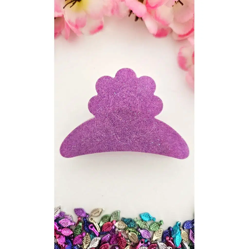 Karanlıkta Parlayan Çiçek Model Saç Tokası Mor Renk 7 cm