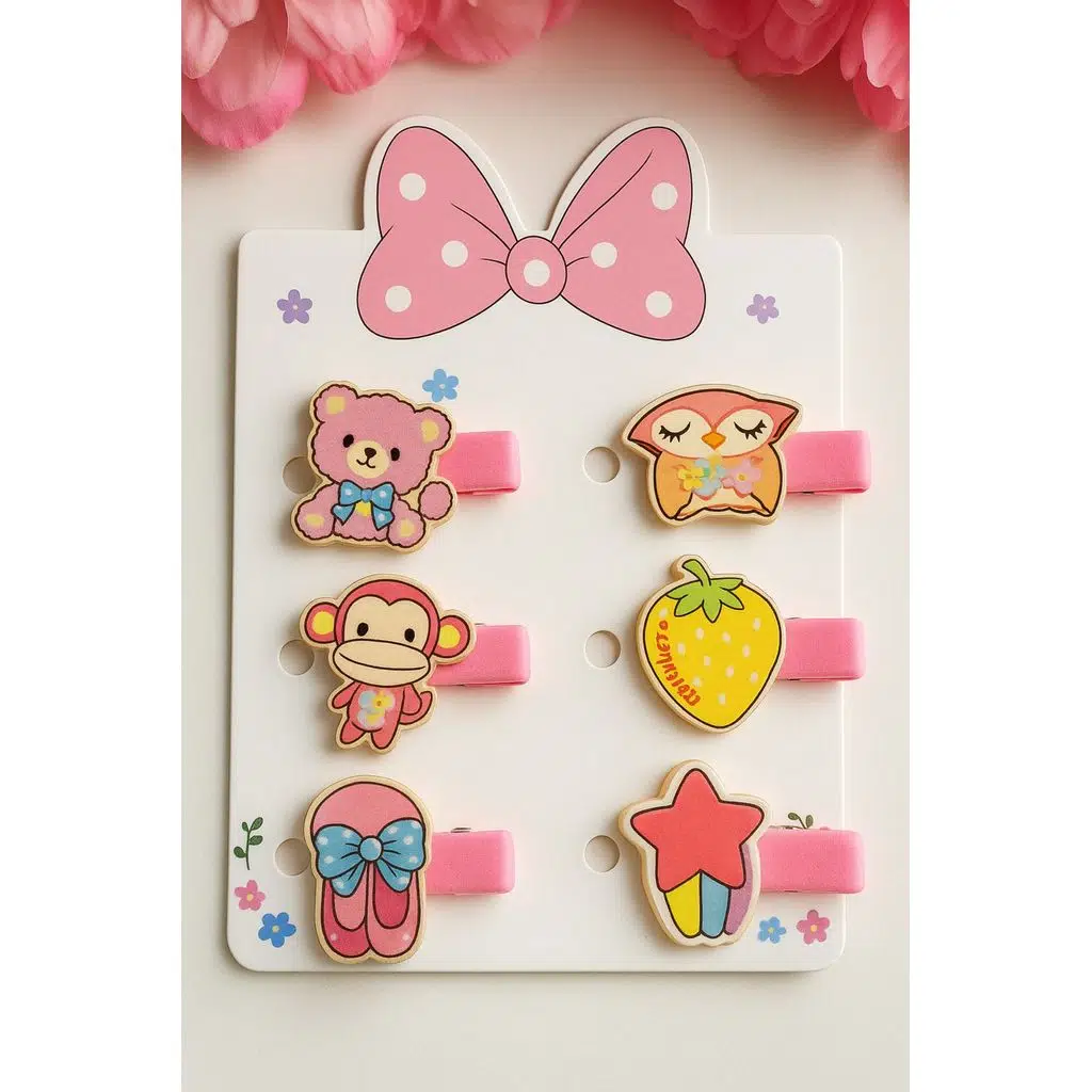 Karışık Figürlü 6 adet Bebek ve Çocuk Klipsli Toka 3 cm