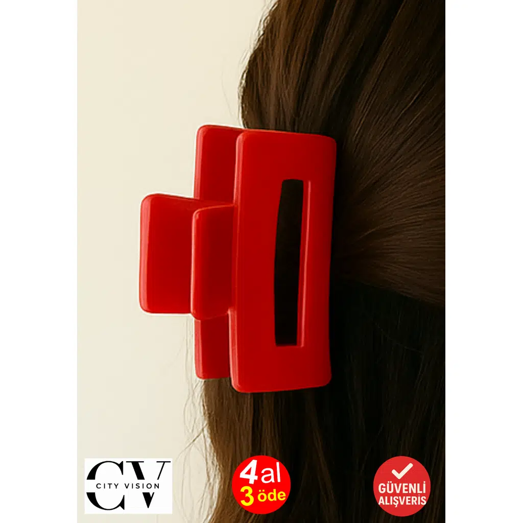 Kırmızı Renk Televizyon Model Mandal Saç Tokası 11 cm - Şık ve Dayanıklı