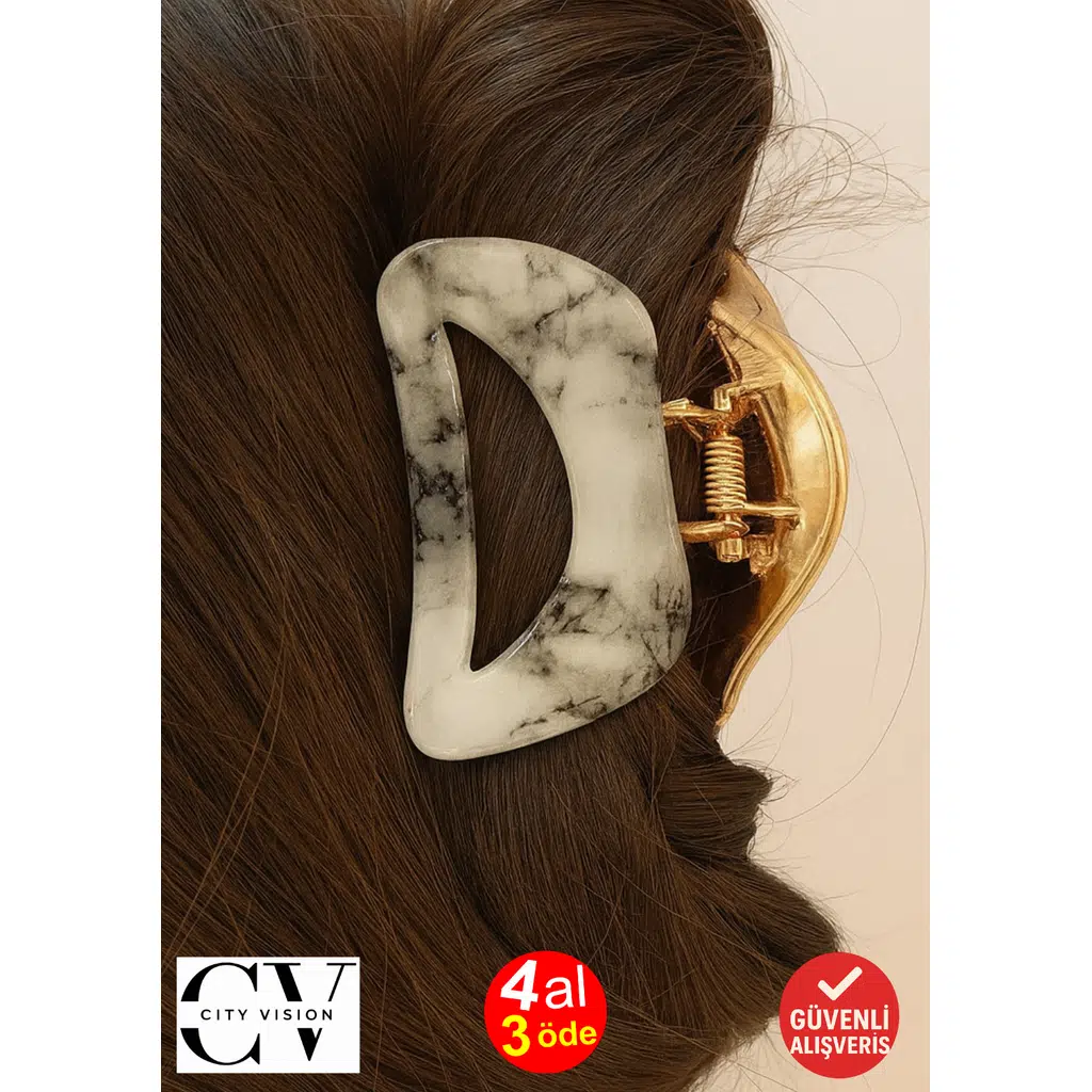 Kore Stili Gri Renk Yarı Oval 9 cm Kadın Mandal Saç Tokası - Şık ve Dayanıklı