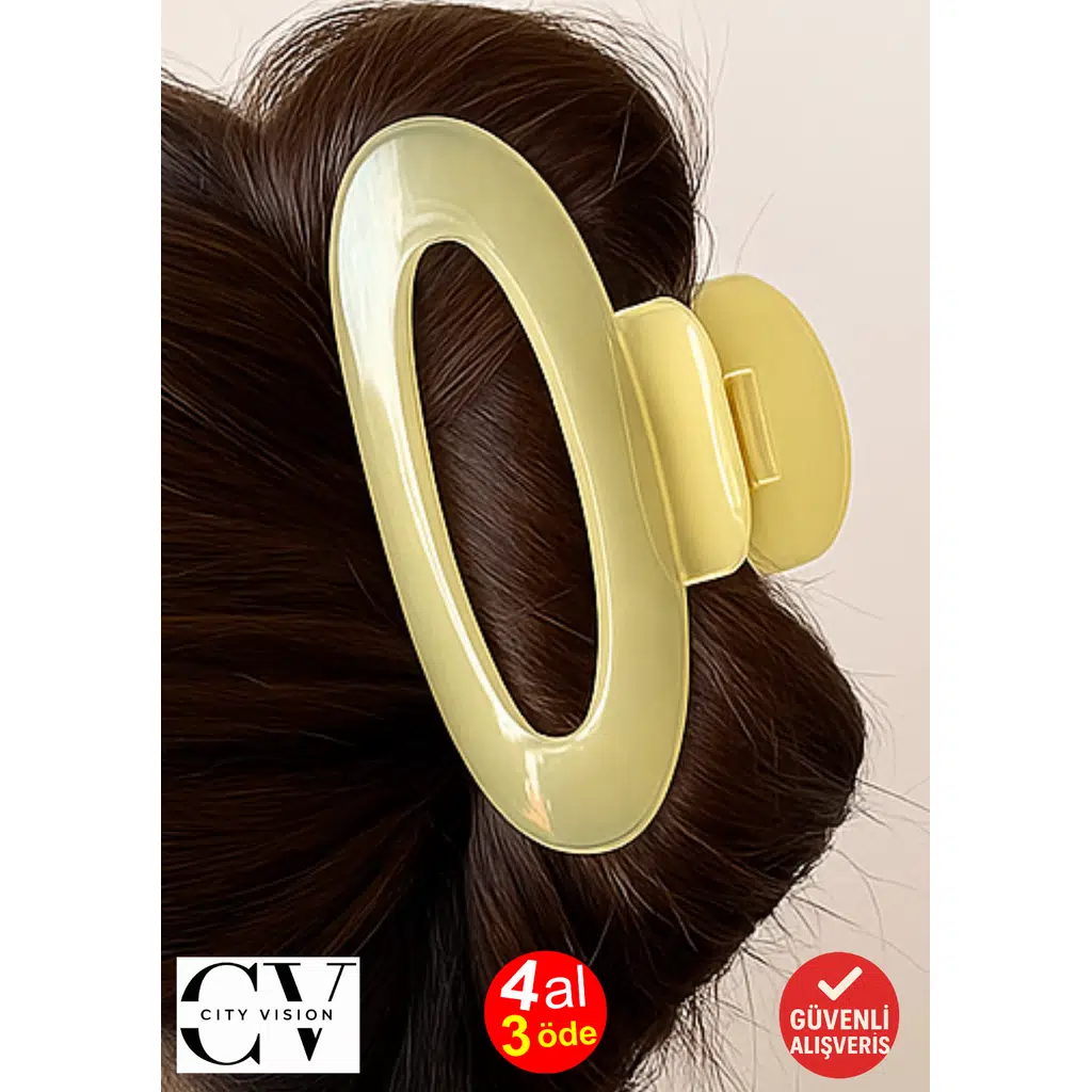 Kore Stili Jelly Oval Model Sarı Renk Mandal Saç Tokası 9 cm – Şık ve Dayanıklı
