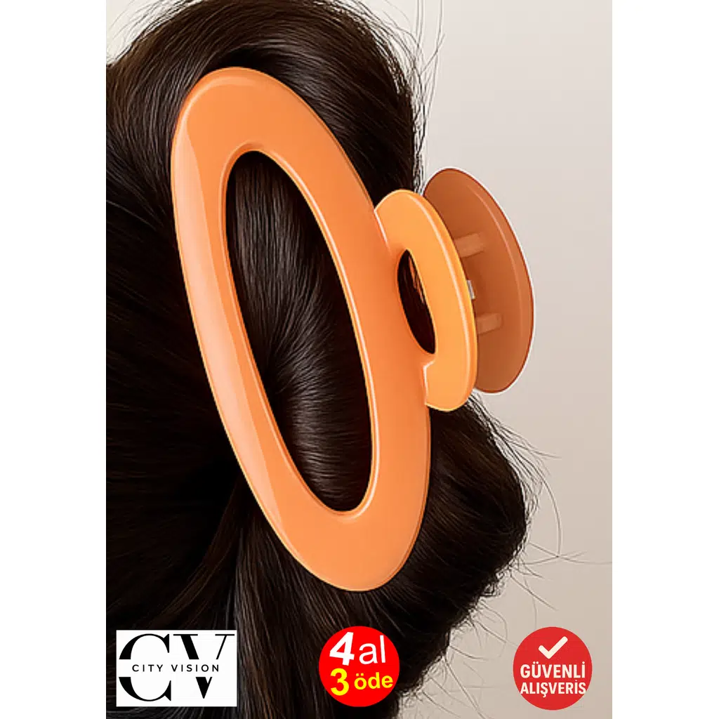 Kore Stili Jelly Oval Model Kavuniçi Renk Mandal Saç Tokası 9 cm – Şık ve Dayanıklı