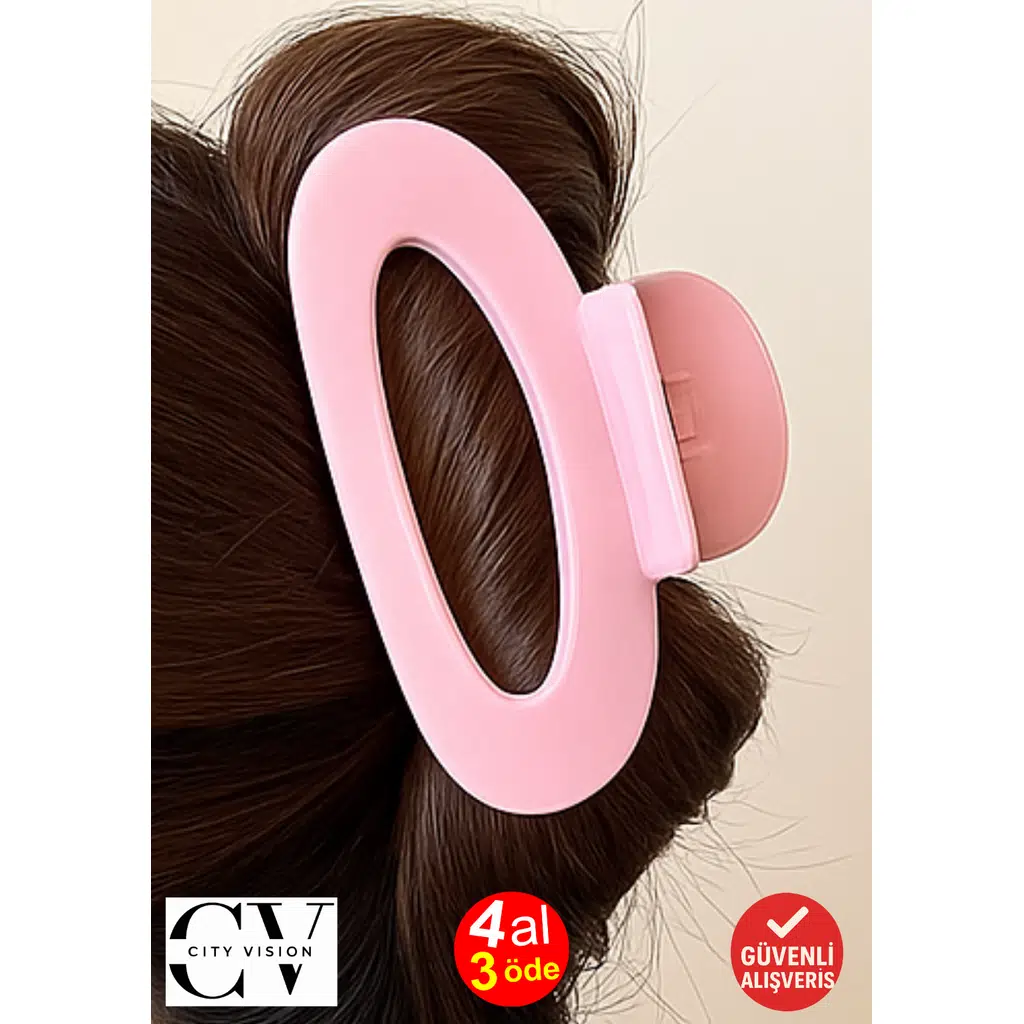 Kore Stili Jelly Oval Model Pembe Renk Mandal Saç Tokası 9 cm – Şık ve Dayanıklı