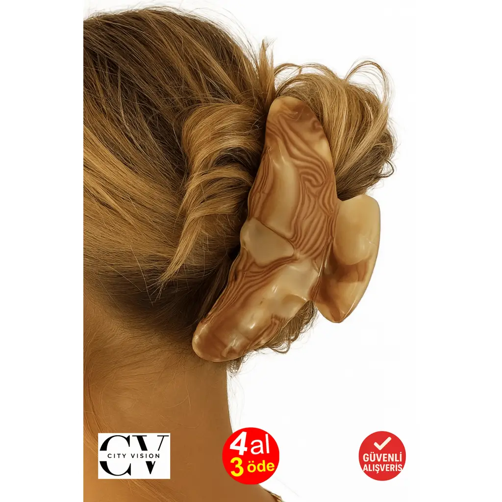 Kore Stili Lüks Kemik Sarı Renk Mandal Toka 9 cm - Şık ve Dayanıklı