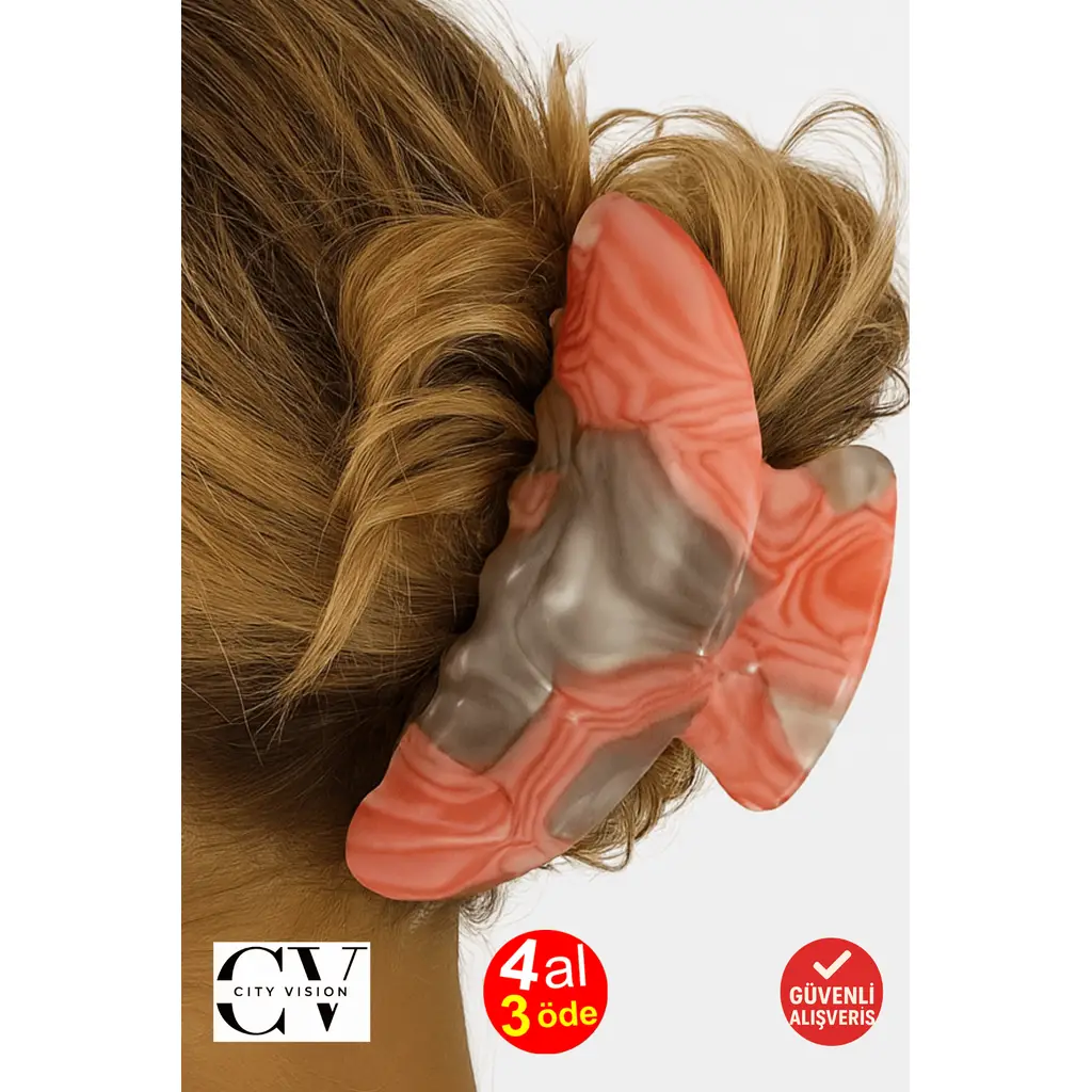 Kore Stili Lüks Kemik Somon Renk Mandal Toka 9 cm - Şık ve Dayanıklı