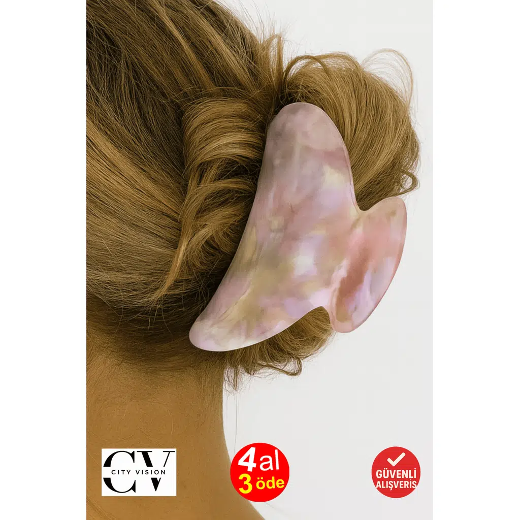 Kore Stili Pembe Degrade Kemik Mandal Toka 9 cm - Şık ve Dayanıklı