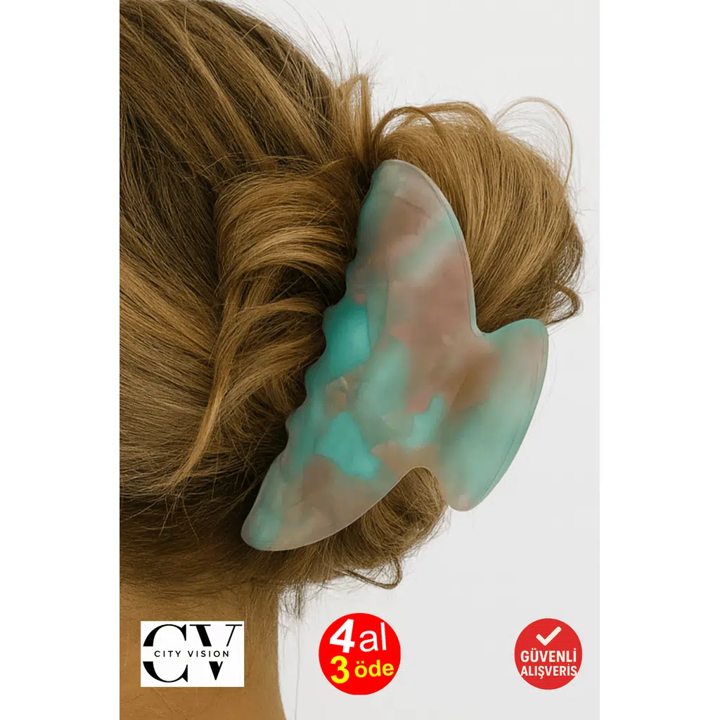 Kore Stili Turkuaz Degrade Kemik Mandal Toka 9 cm - Şık ve Dayanıklı