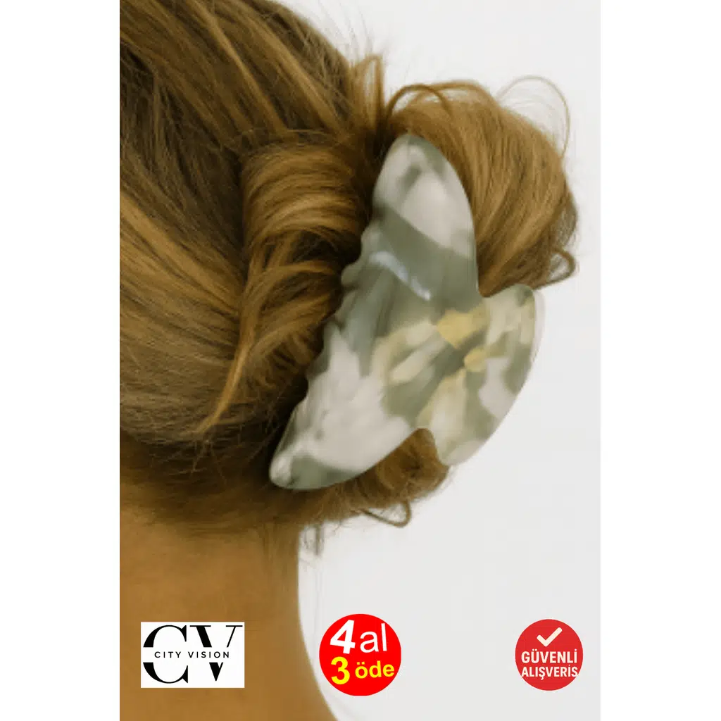 Kore Stili Yeşil Degrade Kemik Mandal Toka 9 cm - Şık ve Dayanıklı