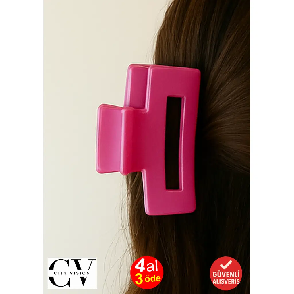 Koyu Pembe Renk Televizyon Model Mandal Saç Tokası 11 cm - Şık ve Dayanıklı