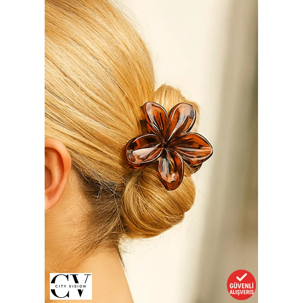 Lotus Çiçeği Mandal Saç Tokası 1 adet 8 cm 