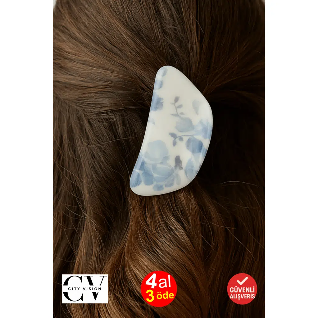 Mavi Degrade Renk Mandal Saç Tokası 9 cm – Şık ve Zarif 