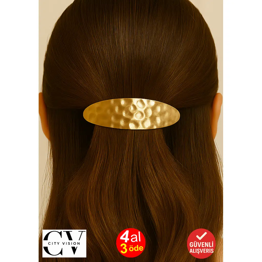 Metal Fransız Tip Saç Tokası – Parlak Altın Renkli 9 cm Klasik ve Şık Model