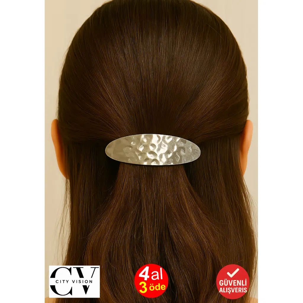 Metal Fransız Tip Saç Tokası – Parlak Gümüş Renkli 9 cm Klasik ve Şık Model