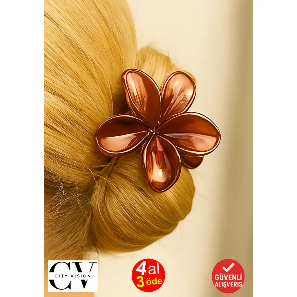 Metalik Bakır Renk Lotus Mandal Saç Tokası 8 cm – Şık ve Dayanıklı 