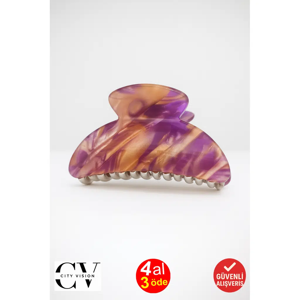 Mor Mermer Desenli 7 cm Kemik Mandal Toka - Şık ve Dayanıklı