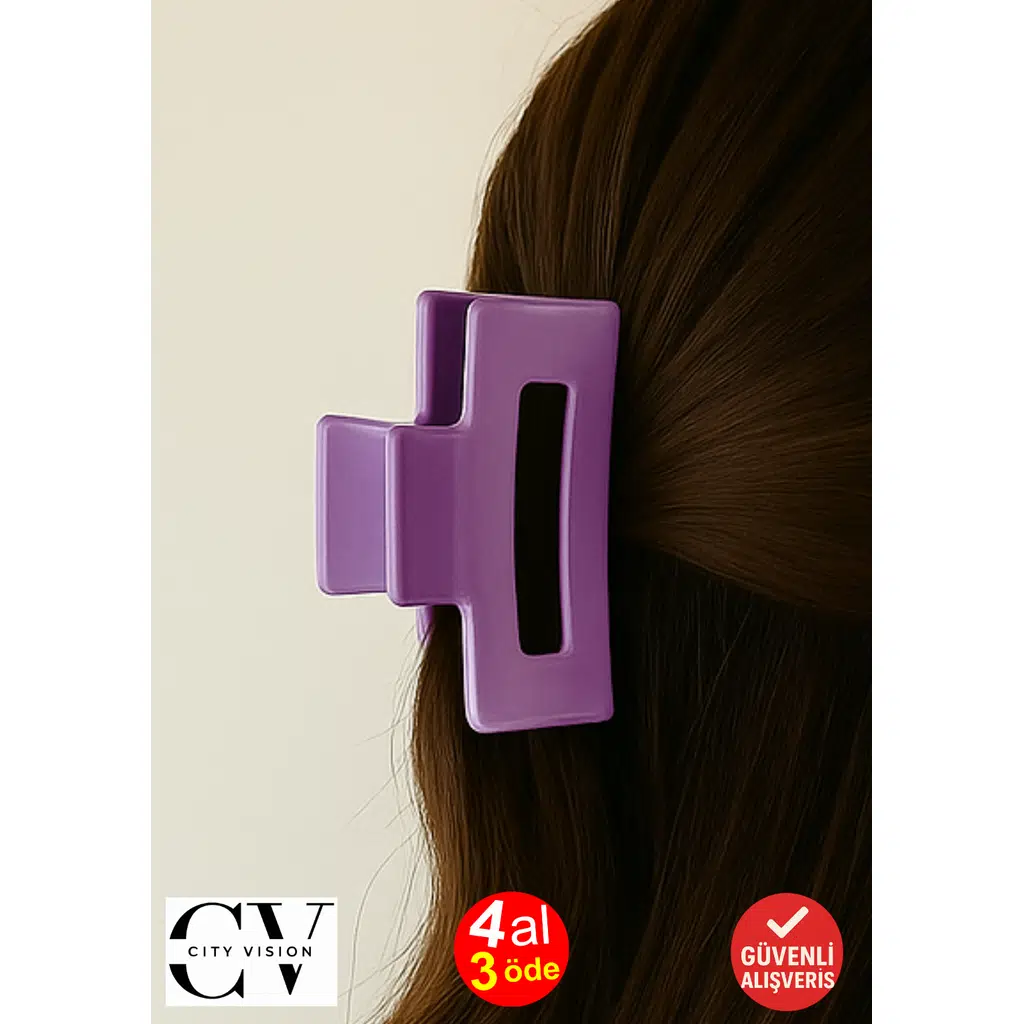 Mor Renk Televizyon Model Mandal Saç Tokası 11 cm - Şık ve Dayanıklı