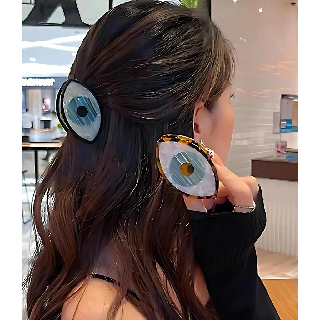 Nazar Boncuğu Tasarımlı Parlak Saç Tokası 7 cm