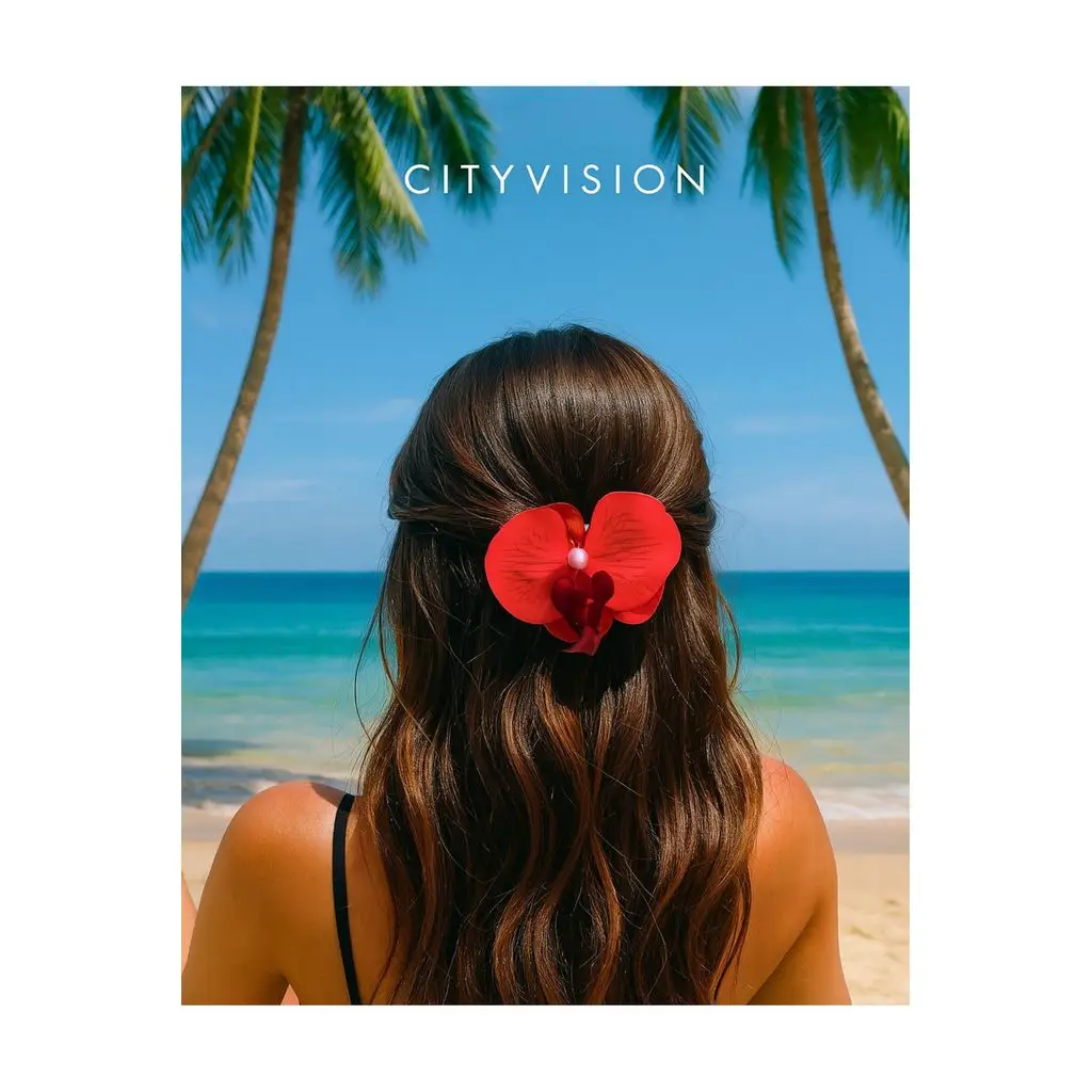 Orkide Çiçeği İncili Mandal Toka 10 cm Çift Taraflı 1 adet