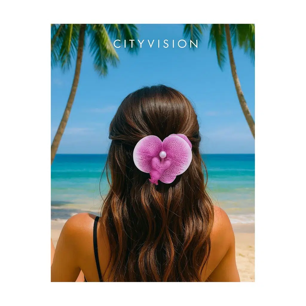 Orkide Çiçeği İncili Mandal Toka 10 cm Çift Taraflı 1 adet