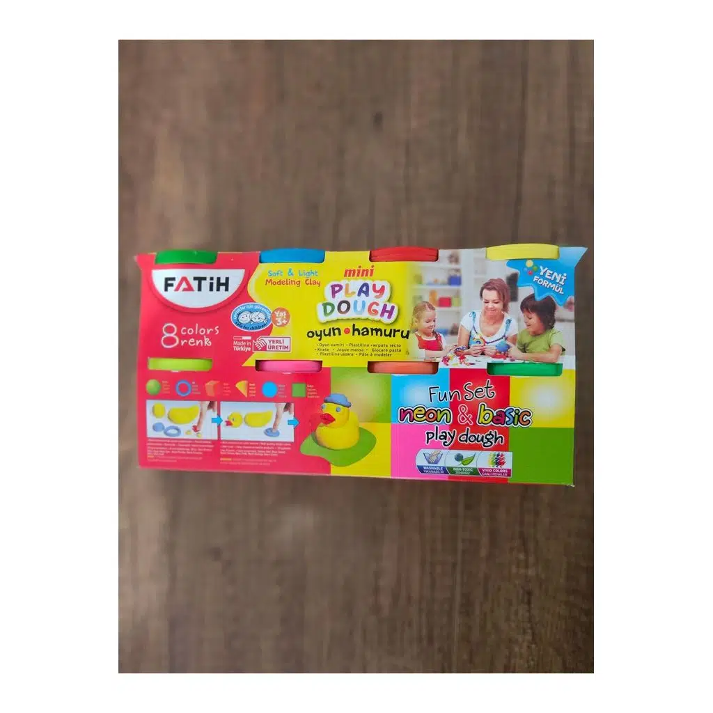 Oyun Hamuru 8 Adet Mini Neon & Basic Renkler (8x50 gr) Yumuşak Kap- Fatih Kalem