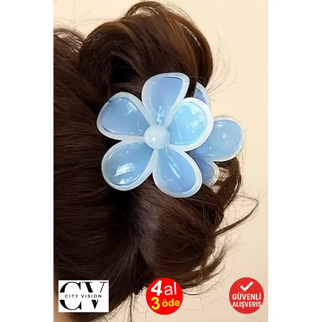  Papatya Model Mavi Renk 7 cm Mandal Saç Tokası – Şık ve Dayanıklı
